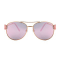 2021 Pink Mirror with Bar Metal Kids Sunglasses